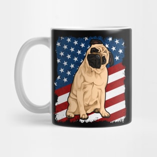 Cute Pug Dog American Flag Mug